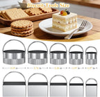 Biscuit Cutter Set of 10 pcs, Square and Fluted Cookie Cutter Set with Handle, Stainless Steel Round Biscuit Cutters, Professional Baking Dough Tools