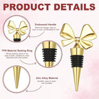 uxcell 2 Pcs Bow Wine Stopper, Reusable Wine Stoppers Airtight Leak-proof Bottle Plugs Liquor Saver Beer Beverage Glass Bottles Stopper for Bar Holiday Party Home Decor, Gold