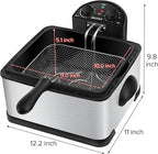 Secura 4 Liters / 17-Cup Stainless-Steel 1700-Watt Electric Deep Fryer with Timer Free Extra Odor Filter, Triple Basket, 4.5 Quarts, Silver