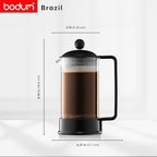 Bodum 12oz Brazil French Press Coffee Maker, High-Heat Borosilicate Glass, Black - Made in Portugal