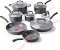 T-Fal Ultimate Hard Anodized Nonstick 13 Piece Cookware Set, Oven Safe Up to 400°F, Pots and Pans Set, Includes Frying Pans, Saucepan, Stockpot, Cooking Utensils, Stone