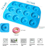 2pcs Silicone Donut Pan, 12 Holes Mini Donuts Mold Heat Resistant, Silicone Donut Molds for baking, Mini Baking Mold for baking delicious donuts, Non-stick Bottom, Easy to Clean
