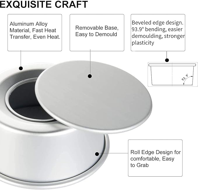 EXGOX 2 Pack 5-Inch Non-Stick Deep Aluminum Round Cake Pan With Removable Bottom For Wedding/Birthday/Christmas Cake Baking Round Cake Tin Set With Loose Base