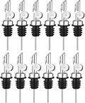 Pafusen 12 Pack Weighted Liquor Pour Spout, Auto Flip Olive Oil Dispenser Spout, Pour Spout for Liquor Bottles, Olive Oil Spout, Bottle Pourers for Alcohol Wine Syrup Home Bar Accessories Silver