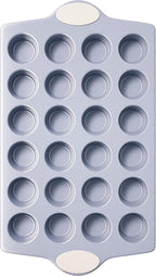 BRONYPRO 24-Cup Non Toxic Nonstick Ceramic Mini Muffin Pan & Cupcake Tin, PFOA & PFOA Free, Heavy Duty Rust-Resistant Aluminized Steel, Oven & Dishwasher Safe, Cream White