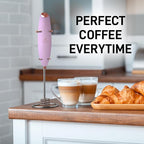 Zulay Kitchen Patented Tornado Triple Whisk Milk Frother with 4 Duracell Batteries – Handheld Foam Maker for Coffee, Lattes, Matcha & Hot Chocolate – Rich, Creamy Froth in Seconds - Rose Gold