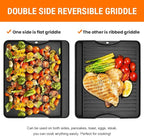 GGC Reversible Cast Iron Grill Griddle for All Camp Chef 14" and 16" Stoves, Double Side Griddle for Camp Chef Explorer 2-Burner, 3-Burner, Single Burner Stove, Cooking Surface 14" x 16"