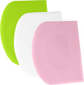 SURDOCA Dough Scraper Bench Scraper - 3P 9.5x6.1" Plastic Flexible Bowl Scraper, Sharp Edge & Angles Cake Scraper. Non-Slip Bakeware Decorating Tools Sculpting & Modeling Tools - Pink+White+Green