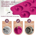 Nonstick Silicone Donut Pan: 3.5 Inch Doughnut Pans with Metal Frame - Silicone Donut Molds for Baking Gluten Free Glazed Vegan Protein Donuts Bagel - for Oven Kitchen - Home Bakers Housewife