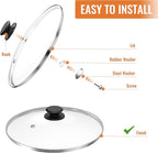 Tempered Glass Lids for Pots and Pans, Cast Iron Skillet Lid 10.5 Inch, Round Frying Pan Lid, Replacement Pan Cover, Crock Pot Lid with Stainless Steel Rim, Dishwasher Safe, Cookware Pot Covers