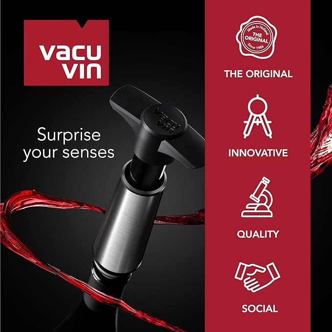 Vacu Vin Wine Saver Vacuum Stoppers – Set of 3 – Multicolor – Airtight Seal to Keep Wine Fresh Up to a Week – Compatible with Vacu Vin Wine Saver Pump – Reusable & Dishwasher Safe