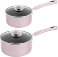 Utopia Kitchen Nonstick Stock Pot Saucepan Set with Lids, 1 Quart and 2 Quarts Multipurpose Stock Pots Set for Home, Kitchen or Restaurant, Purple & Black