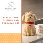 SPOTTED DOG GIFT COMPANY Ceramic Cookie Jar with Lid, Large Dog Treat Jar for Cookies & Biscuits, Cute Novelty Storage Container for Kitchen Counter, Gifts for Dog Lovers - 49oz Brown