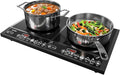Sunvivi Portable Induction Cooktop: 2 Burners in 1, Commercial-Grade Electric Countertop Stove with LED Touchscreen, 8 Power Levels & Precise Temp Control (176°F-518°F), Independent Timer, Black