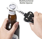 Beneno Wine Opener with Stainless Steel Wine Foil Cutter - Bottle Top Seal Cutter, Zinc Alloy Premium Wing Corkscrew with Multifunctional Bottles Opener, Midnight Black