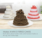 Chicago Metallic Mini Multi-Tier Round Cake Pan, Makes 4 Individual 3-Tier Celebration Cakes, Professional Grade Non-Stick Bakeware for Weddings, Showers, Parties (Pack of 3)