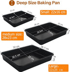 Rectangle Cake Pan, Deep Baking Pans Set Nonstick, 9/11/13 Inch, Heavy Duty Thickness Bakeware Roasting Tray for Toaster Oven, Thanksgiving Christmas Roast Turkey Pan, 3-Pack, Black