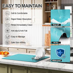 Ecotrim - Dish Drying Mat for Kitchen Counter | Coffee Bar Mat for Countertops | Heat Resistant Drainer Mat with Non-slip Rubber Backed | Hide Stain Kitchen Absorbent Draining Mat | Turquoise 16"x24"