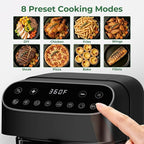5 Quart Glass Air Fryer, Non Toxic & Uncoated High Borosilicate Glass Basket, Airfryer with Transparent Fry Bowl, 8 Preset Modes, PTFE/PFAS Free, BPA-Free, Dishwasher Safe, Black