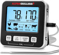 Alpha Grillers Meat Thermometer Digital - Kitchen Oven Thermometer for Cooking Food, Grilling, BBQ Smoker - 7 Preset Temperature Alerts, Timer, Alarm, & Stainless Steel Temperature Probe