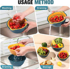 6 Pieces Colander with bowl, Food Strainer for Pasta Veggies and Fruits, BPA Free, Dishwasher Safe (blue)