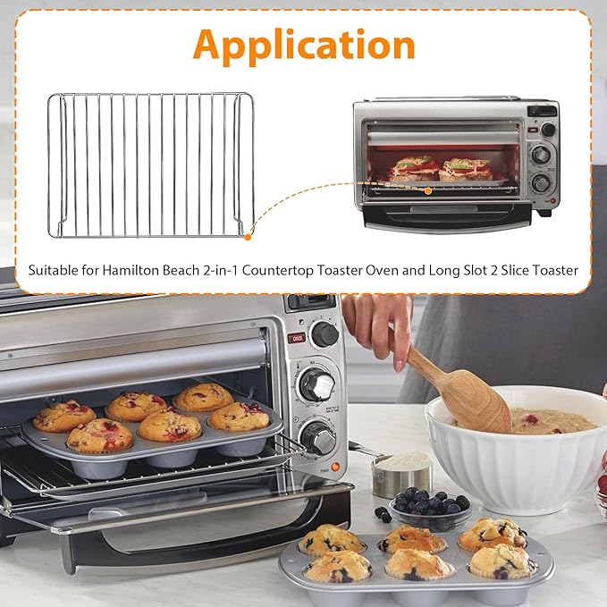 Countertop Toaster Oven Accessories for Hamilton Beach Convection Oven, 12.6×9 IN Food Grade Stainless Steel Toaster Oven Accessories Wire Rack, Dishwasher Safe