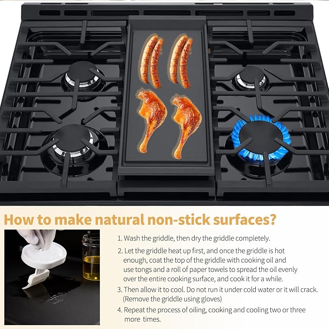 Allstare AEB76124701 Griddle Replacement Parts for LG Stove Parts Top Cast Iron Center Griddle Plate AAA30016801 LG Gas Range Grille Cooktop Griddle Pan Flat Top Pan 1 Pack