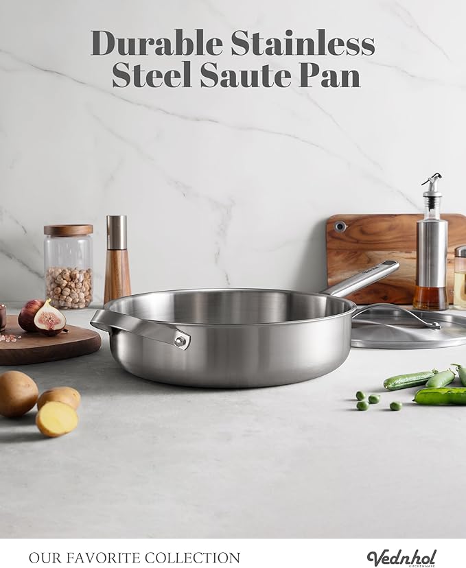 Stainless Steel Cookware Set, 14 Pcs Tir-Ply Pots and Pans Set, PFOA&PTFE Free, Dishwasher&Oven Safe, Kitchen Induction Compatible, ollas de acero inoxidable para cocinar
