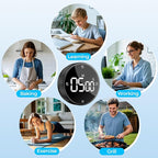 Digital Kitchen Timer, Large Display Magnetic Countdown Countup Timer, 3 Preset Times (5, 15, 25),Volume & Brightness Adjustable for Cooking Classroom Studying, Easy for Kids (Black,2Pcs)