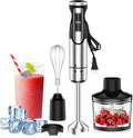 1800W Immersion Blender Handheld 4-in-1 Hand Blender Stick for Ice Crushing Smoothie, Baby Food, Soup, 8 Speed Hand Mixer Turbo Boost Stainless Steel Blade with Whisk, Chopper, Beaker