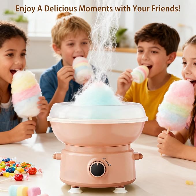 Cotton Candy Machine for Kids & Family, Mini Cotton Candy Maker with 10 Sticks & Sugar Scoop, Home Birthday Family Party Christmas Gift
