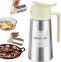 PARACITY Oil Dispenser Bottle with Stainless Steel Shell & Ceramic Sprayed Interior, 2 in 1 Olive Oil Sprayer and Dispenser, Oil Spray Bottle for Cooking, Kitchen, BBQ, Air Fryer, Salad, Baking(White)