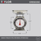 Taylor Mechanical Kitchen Food Scale with Bowl, Weighs Up to 11lbs, Measures in Grams and Ounces, Analog Cooking Scale for Baking, Black and Silver