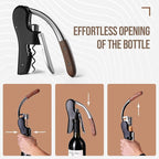 Wine Bottle Opener, Vertical Lever Corkscrew with Built in Foil Cutter Design, Manual Handheld Corkscrew with Ergonomic Lever Pump