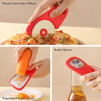 Kitchen Gadgets Set 6 Pieces, Space Saving Cooking Tools Kitchen Accessories-Garlic/Ginger Grinder, Cheese Grater, Vegetable/Fruit Peeler, Pizza Cutter, Herb Stripper, Bottle Opener, Gadgets Gift Set