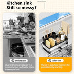 Sponge Holder for Kitchen Sink,Sink Caddy Organizer with Removable Brush Holder,Kitchen Countertop Soap Dispenser Storage with Detachable Towel Rack,Black