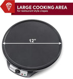 Elite Gourmet ECP-126 Electric Crepe Maker, Pancake, Hot Cakes and Non-stick Griddle with Spreader, Spatula and Recipes, 12", Black