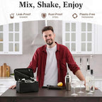 9 Pcs Travel Bartender Kit Cocktail Shaker Set with Bag 25oz Martini Shaker Kit, Ice Crusher, Wine Opener, Strainer, Spoon, Jigger, Pourer, Portable Bar Gift for Home Rv Summer Party Outdoor