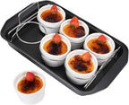 Creme Brulee Making Set - 6 Porcelain Ramekins 6 oz, 304 Stainless Steel Lifting Rack, 9" X 13" Bottom Pan