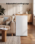 Upstreman 3.2 Cu.Ft Mini Fridge with Freezer, Single Door Mini Fridge, Dorm Fridge, Adjustable Thermostat, Mini Refrigerator for Dorm, Office, Bedroom, White-BR321