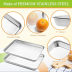 Half Sheet Pan of 2, CEKEE Stainless Steel Baking Sheet Pan Tray Cookie Sheet, Size 18 x 13 x 1 inch, Healthy & Non Toxic, Rust Free & Mirror Finish, Easy Clean & Dishwasher Safe