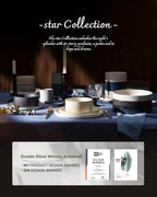 Famiware Star Plates and Bowls Sets, Modern Stoneware Dinnerware Sets for 8, 24-Piece Kitchen Dish Set - Microwave and Dishwasher Safe, Chip and Scratch Resistant, Matte White