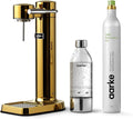 Aarke Carbonator lll with CO2 Cylinder, Sparkling & Carbonation Water Machine, Stainless Steel with PET BPA-Free Reusable Bottle Volume 1L/34 fl oz (Gold)