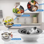 Mixing Bowl Set of 5, Stainless Steel Mixing Bowls, Nesting Whisking Bowl Set for Cooking, Baking, Serving, Food/Salad Prep