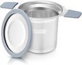 Stainless Steel Tea Infuser for Loose Leaf Tea – Extra Fine Mesh Strainer with Heat Proof Double Handles & Lid, Reusable Filter Fits Mugs, Cups & Teapots, Gray