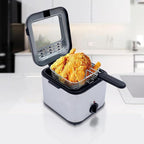 Electric Deep Fryer with Basket 1000W Countertop Deep Fryer Stainless Steel 2.5 L Oil Capacity for French Fry Restaurants Fast Food Stands Snack Bars Parties