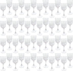 Plastic Wine Glasses, Plastic Goblets Vintage Style Cordial Unbreakable Drinking Glasses, Reusable Drinkware for Wedding Reception, Grand Event Party Supplies,Mother's Day(48, Transparent)