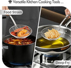 6.14 Inch Oil Spider Strainer Kitchen Cooking Tools With Mesh Filter,Stainless Steel Slotted Skimmer Spoon For Deep Fryer Basket,Strainer For Noodle,Pasta,Donut