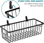 SheeChung Farmhouse Decor Metal Wire Bathroom Storage Organizer Basket Bins - for Cabinets, Shelves, Closets, Vanity Countertops, Under Sinks, Pantry, Laundry Room, Garage - Small, 2 Pack (Black)