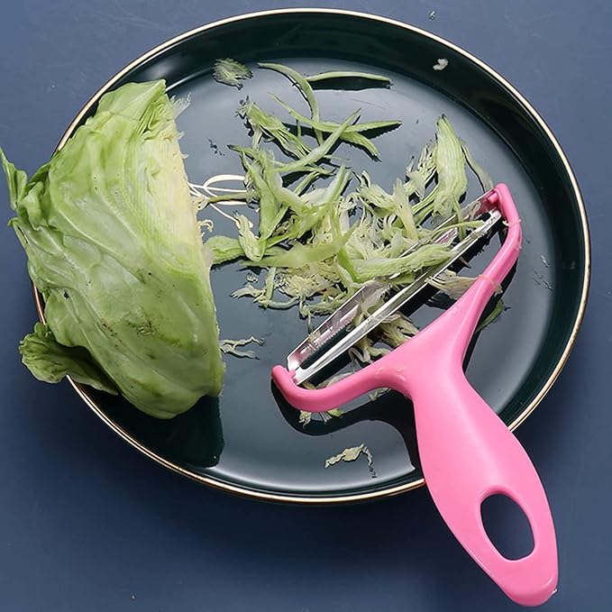 egetable,Potato,Fruit peeler cabbage cutting machine shredded kitchen stainless steel peeling knife gadget shredded cabbage Coleslaw, a must-have tool for western restaurants(Pink)